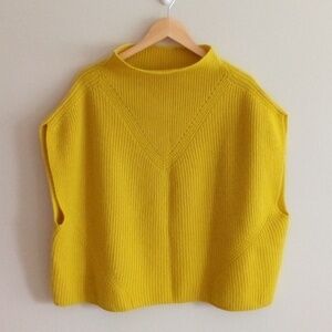 Anthropologie Yellow Knit Poncho